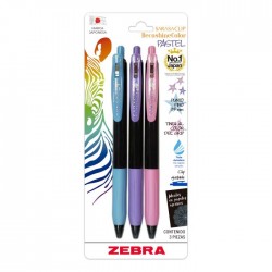 Bolígrafo Retráctil Gel Punto Fino 0.5 mm Zebra Sarasa Clip Decoshine Bl/3 Pastel