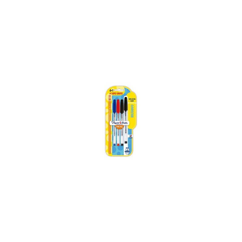 Bolígrafo Punto Mediano 1.0 mm Paper Mate Kilométrico 100 Bl/4+1 Lapíz Mirado
