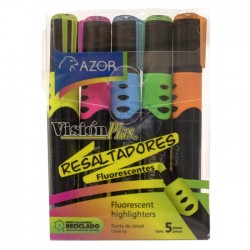Marcatextos Azor Visión Plus Bl/5 Surtidos, Punta Cincel