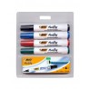 Marcador para Pintarrón Bic Bl/4 + Borrador, Punta Cincel