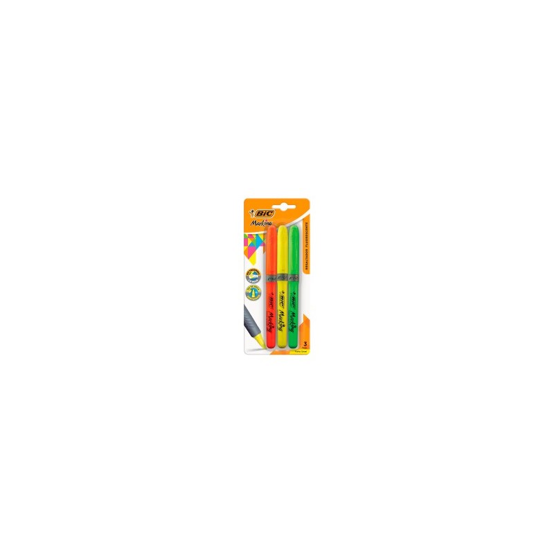 Marcatextos Bic Marking Grip Bl/3 Surtidos, Punta Cincel